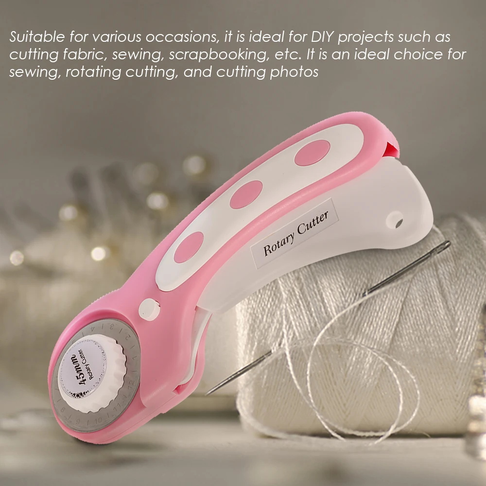 Pink Power Rotary Cutter Set with Ergonomic Handle Fabric Cutter Wheel for  Sewing, Quilting, Crafting, and Scrapbooking and 45mm Rotary Cutter Blade