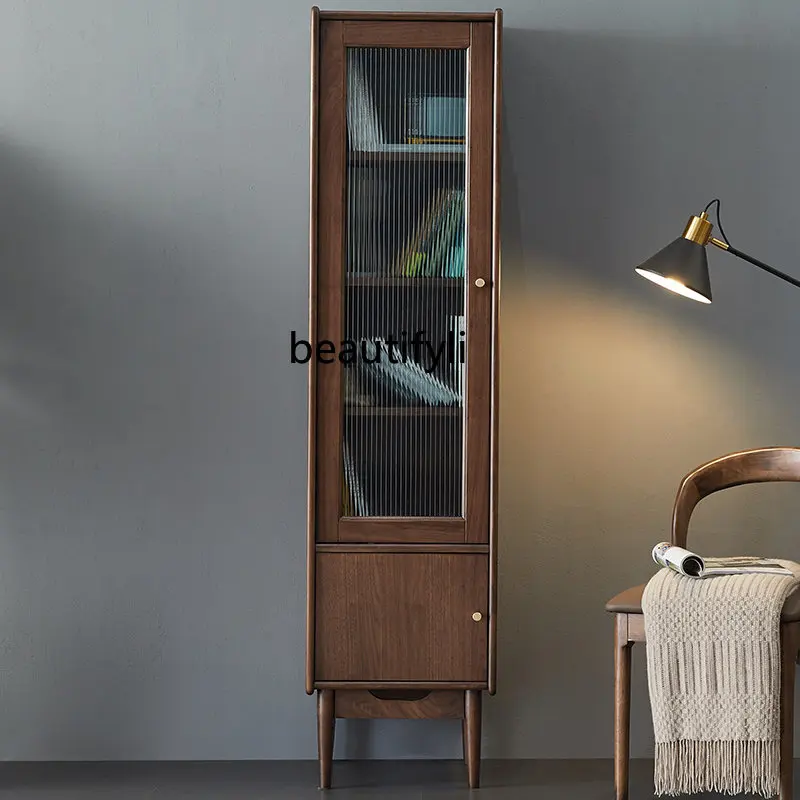 

Nordic Solid Wood Study Living Room Bookcase Glass Door Floor Cabinet with Single Door Double Door Bookcase Storage Cabinet