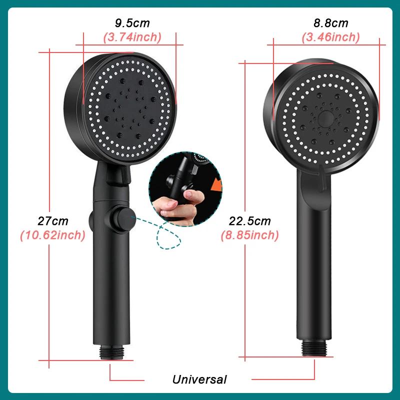 5 Mode High Pressure Shower Head Adjustable Shower Multifunction Large Water Spray Nozzle Massage Shower Bathroom Accessories images - 6