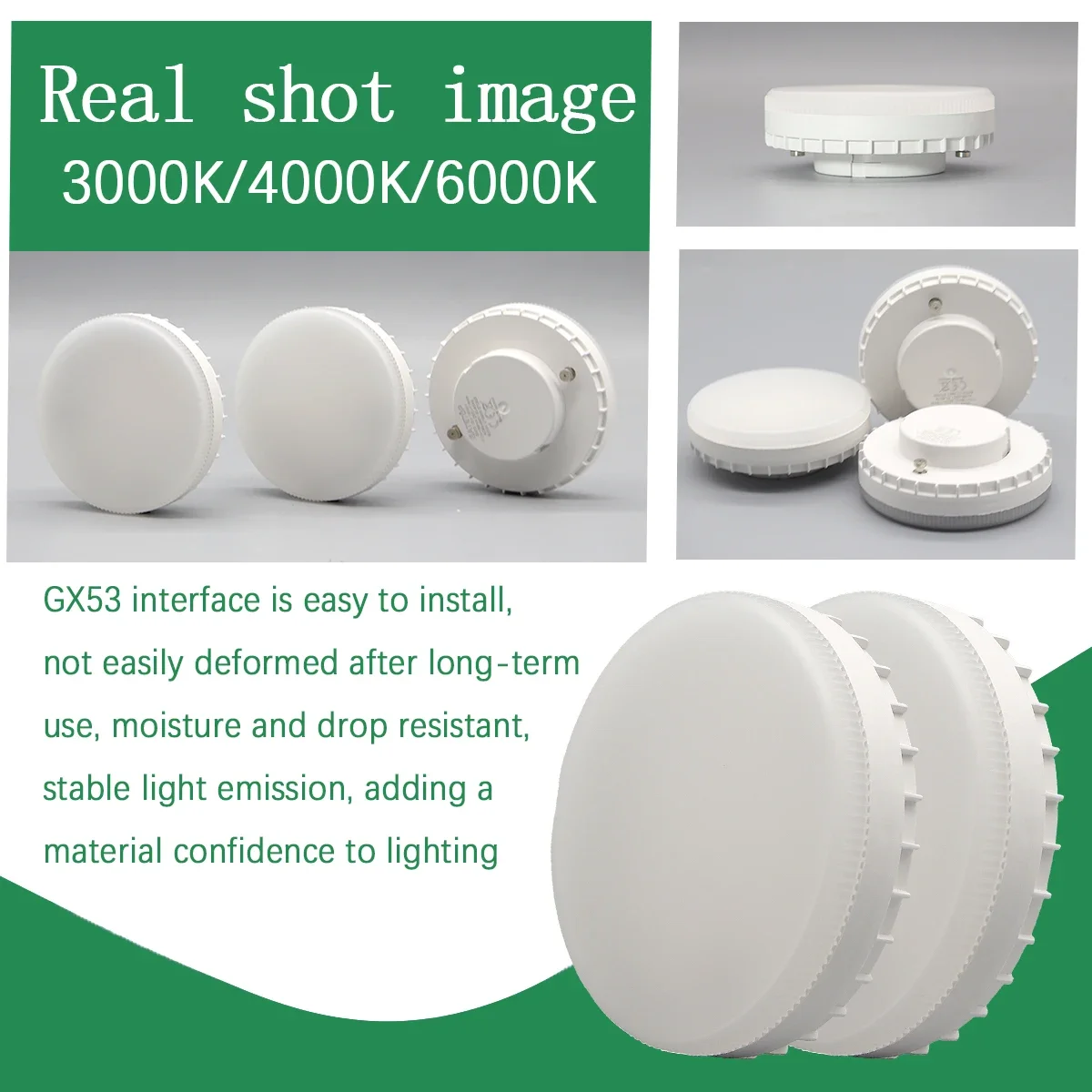 8개입 5W 7W 9W 15W GX53 LED 전구 AC100-240V 무광 퍽 따뜻한 조명 3000K 4000K 6000K 반사판 60W 상당 개조 부품