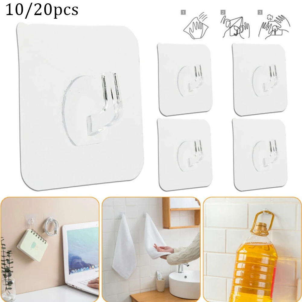 

Seamless Hooks Strong Transparent Wall 2.36*2.36in Waterproof 20X 6*6 Cm Clear Decorative Dustproof. Duty Heavy