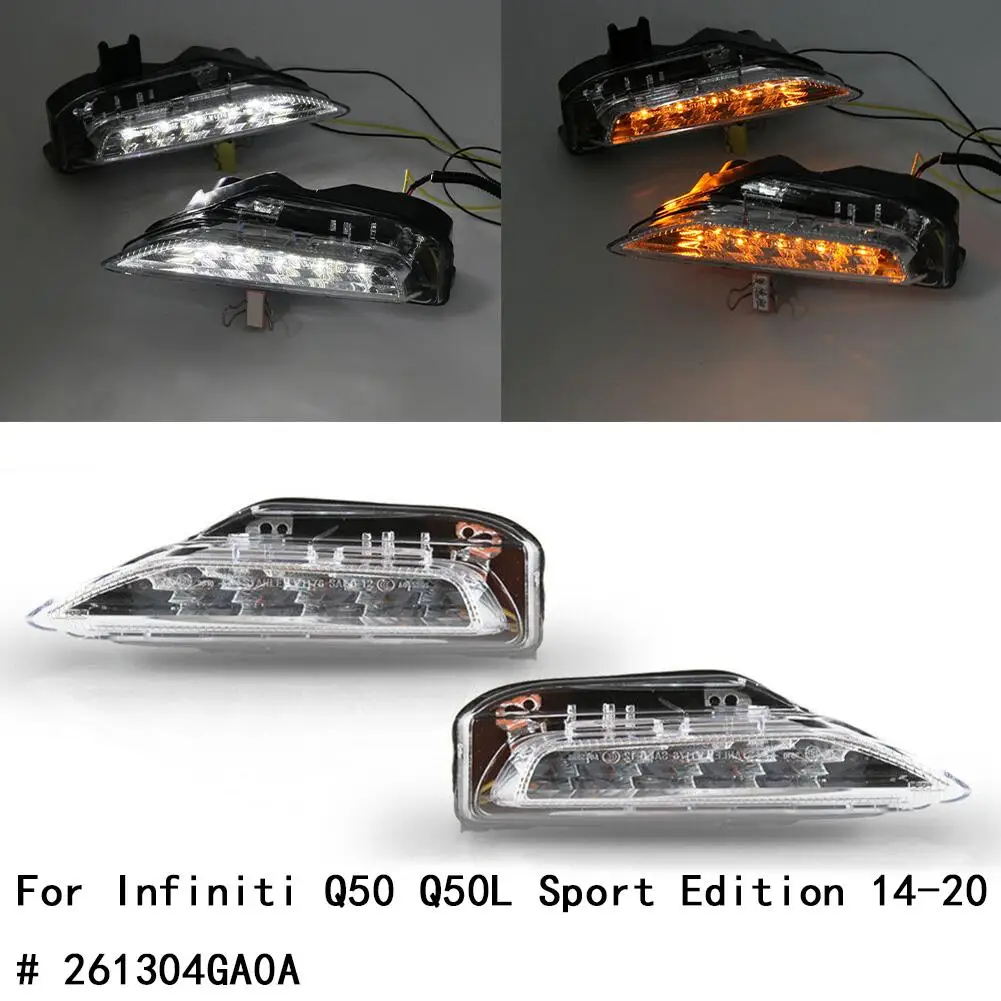 2pcs Fog Turn Signal Light Sequential LED Lamp For Infiniti Q50 Q50S