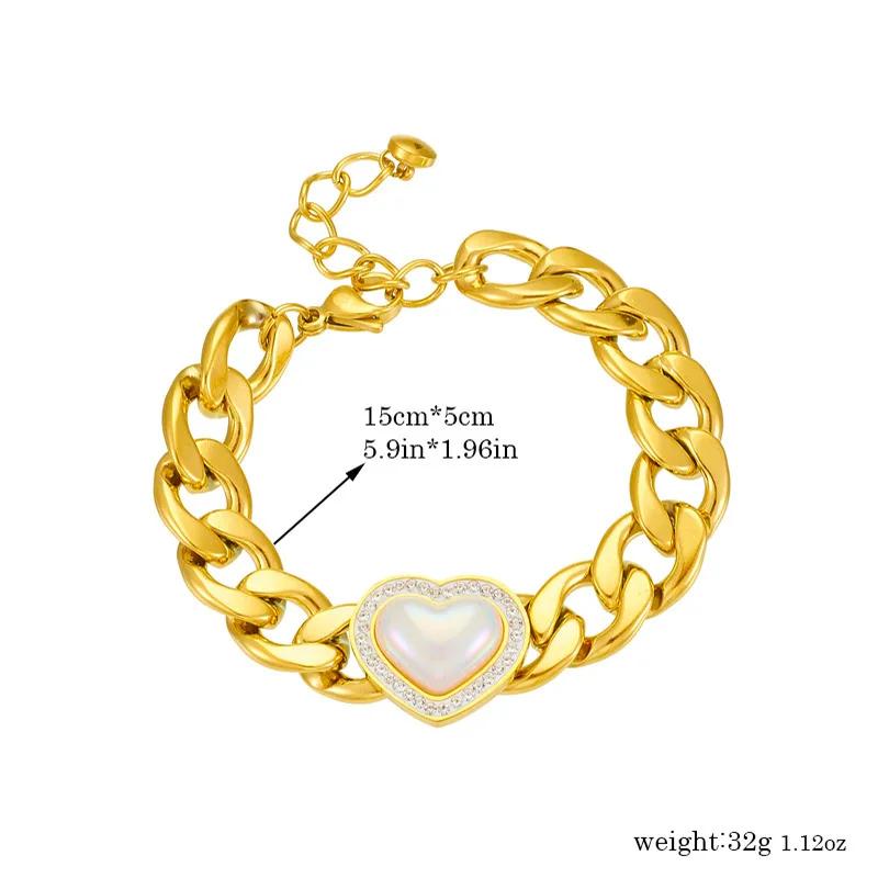 Chic Fashion Stainless Steel Natural Shell Heart Charm Necklace Bohemia Chain Jewelry For Women 2