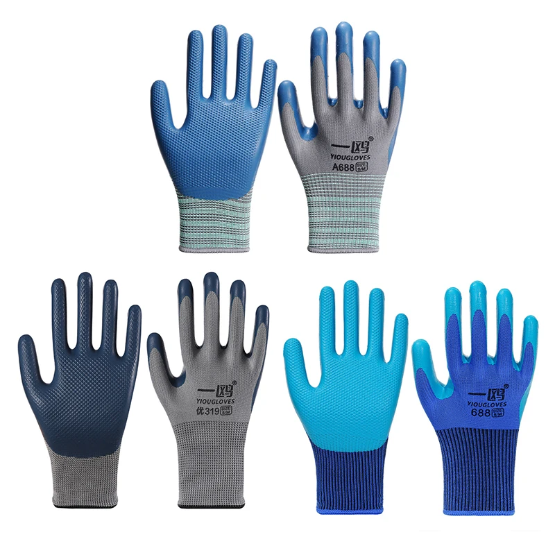 

1 Pair Elastic Household Gloves Working Gloves Latex Embossed Labor Protection Gloves