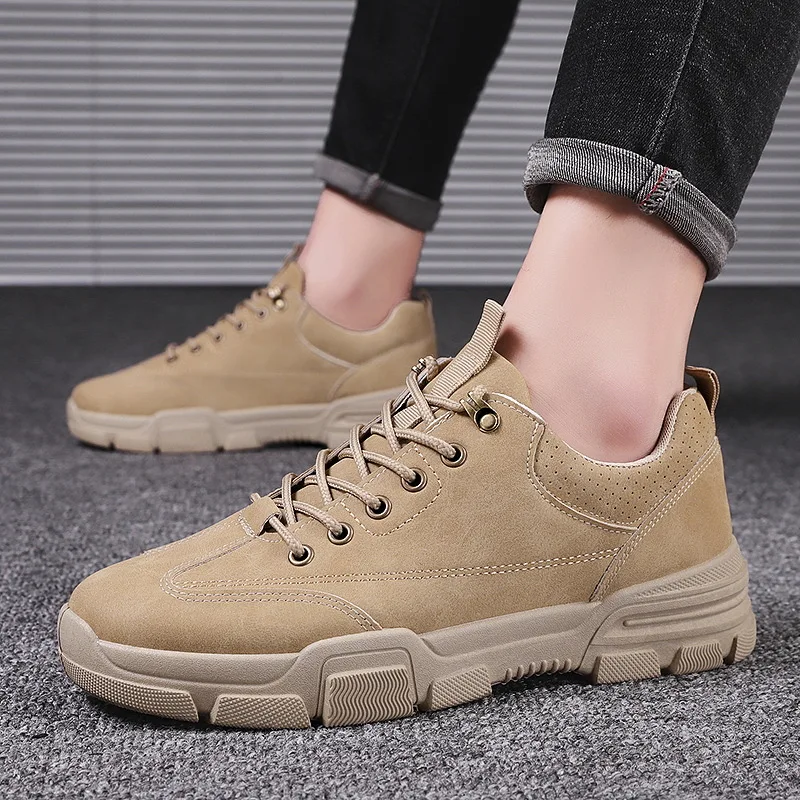 Autumn New Men Boots Trendy Versatile Non-slip Tooling Shoes British Style Low-top Comfortable Outdoor Walking Male Casual Shoes
