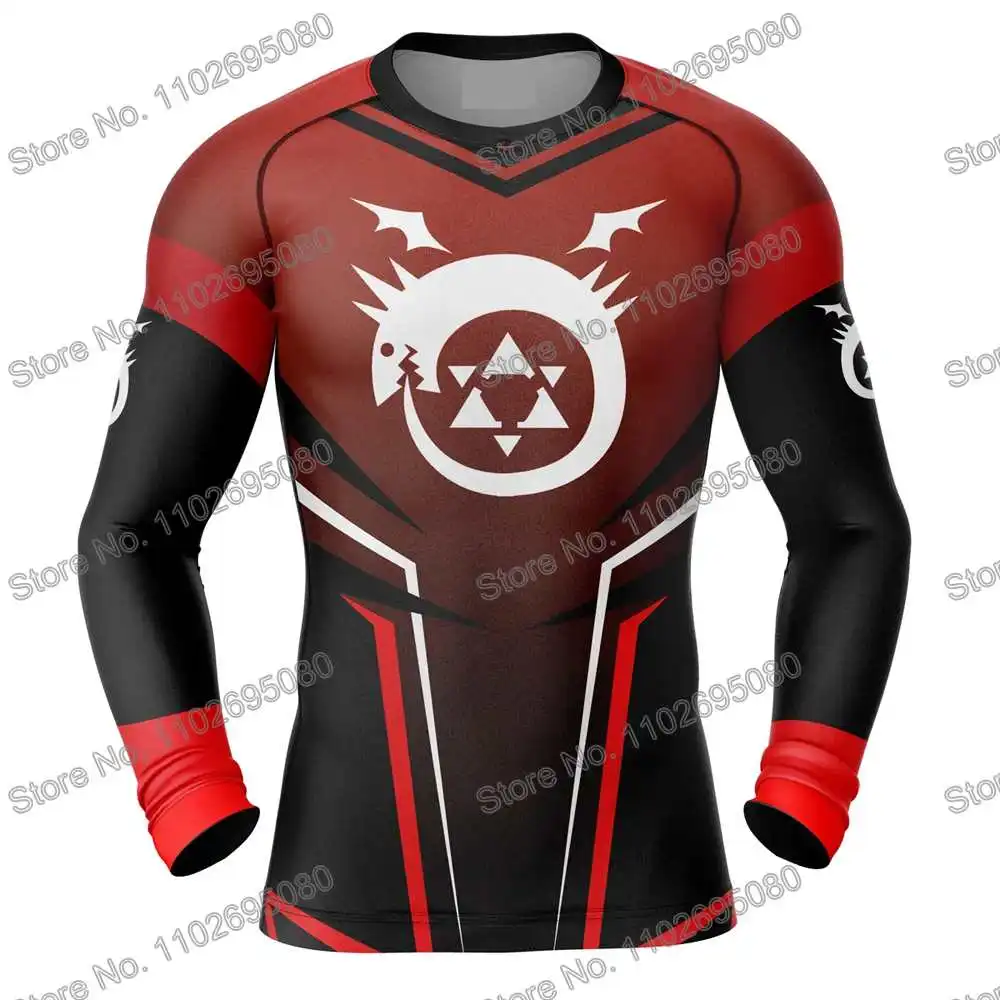 Fullmetal Alchemist Diving T-Shirt Tight Long Sleeve Anime Rash Guard BJJ MMA Swimwear Men Surf Clothing Beach Floatsuit GYM