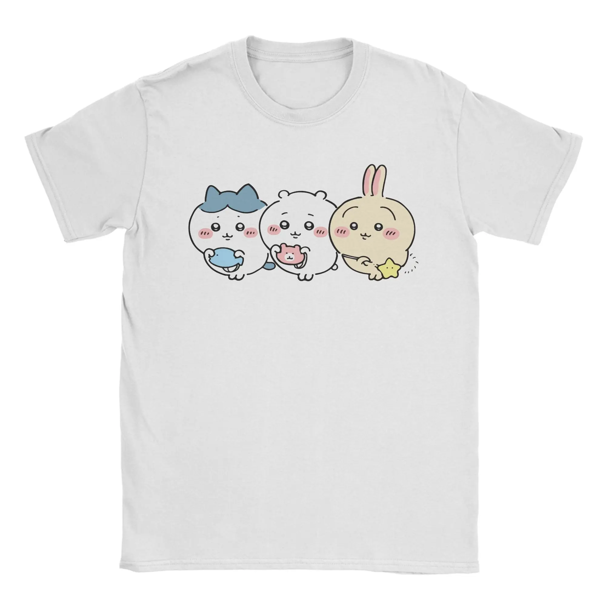 Herren Cartoon Niedliche Chiikawas T-Shirts Hachiware Usagi Baumwollkleidung Coole Kurzarm-Rundhals-T-Shirts Neuankömmling T-Shirt