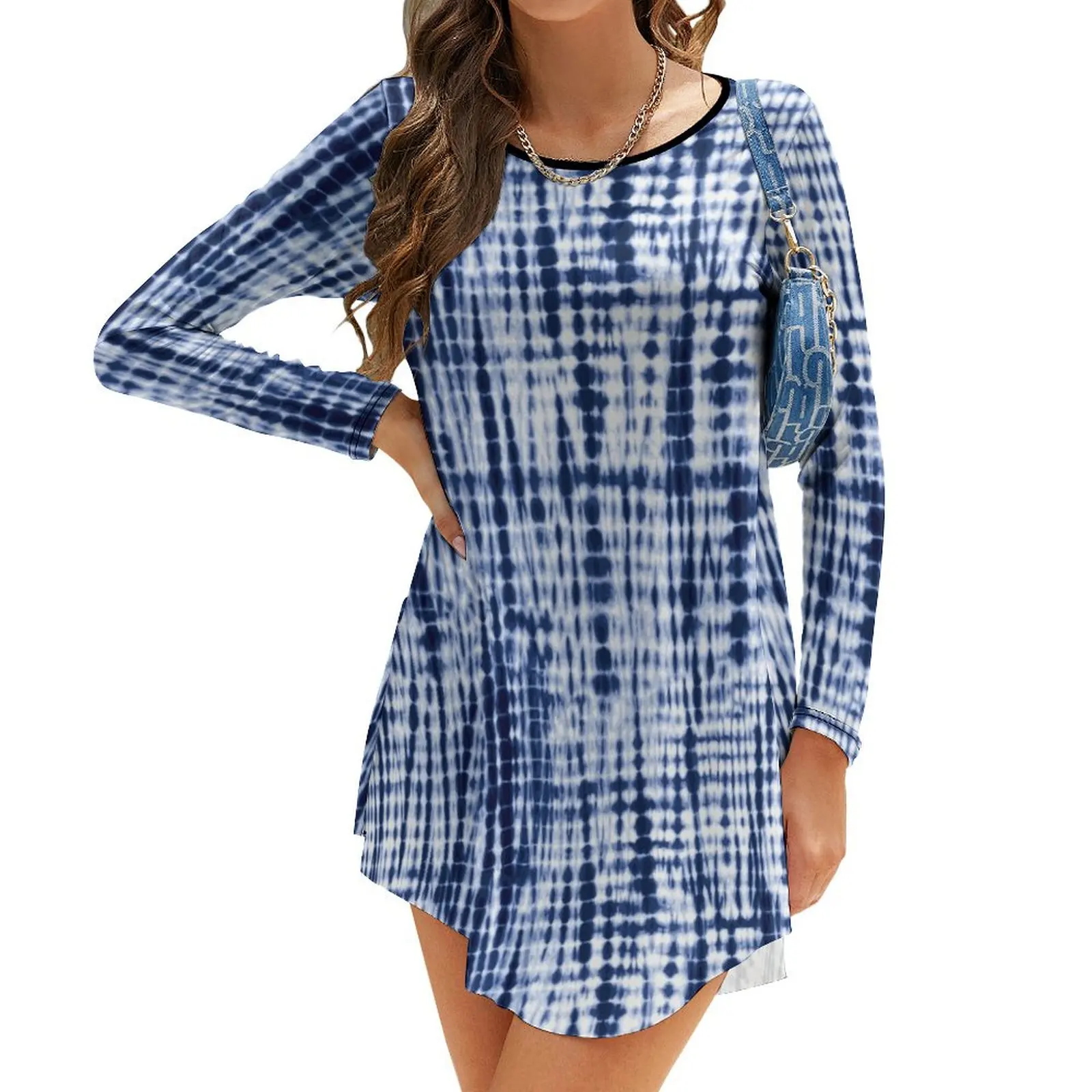

Tie Dye Pattern Long-Sleeve Dress women's clothing summer 2024 novelties long sleeve dresses