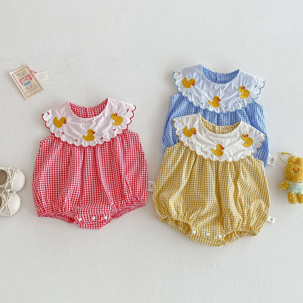 Summer Baby Girls Peter Pan Collar Bodysuit