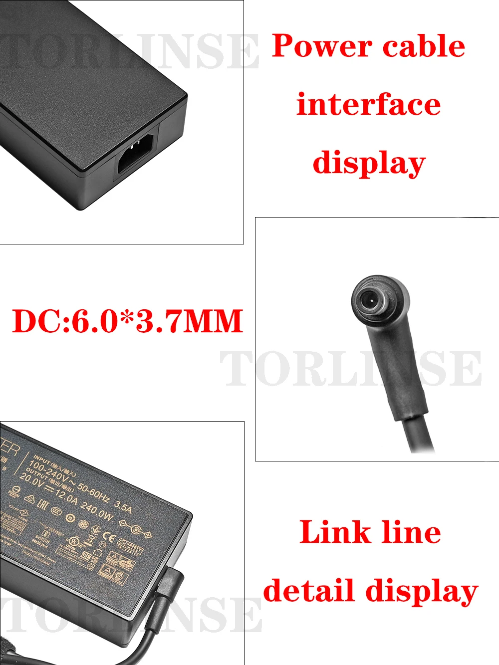 Adaptador ac Carregador Portátil para Asus Rog Strix Scar 17 G733qm G733qr G733qs G733qsa G17 G713im 20v 12a 60x36 mm b - Imagem 6