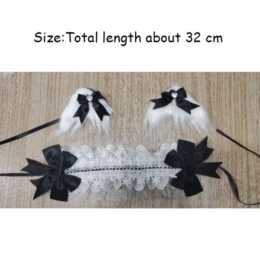 New Lolita Cat Ears Headband Lace Bow Headwear Cosplay Head Wrap Hair Accessories
