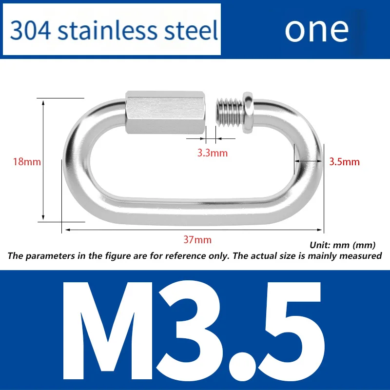 1PCS Connector 304 Stainless Steel Quick Ring Connection Ring Runway Buckle Rock Climbing Carabiner Chain Buckle M3.5 M4 M5-M14