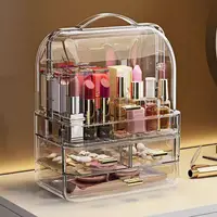 Transparent Lipstick Holder With Lid Lip Gloss Storage Stand Small Makeup Organzier With Handle Cosmetics Storage Display Box 2