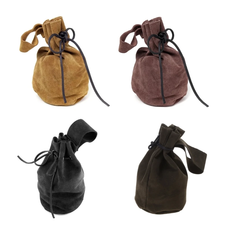 

Средневековая замшевая поясная сумка, винтажная сумка на шнурке, поясная сумка, портативный кошелек для монет эпохи Возрождения,