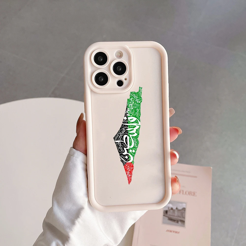 thumbnail image 1 of Funda protectora para cámara de pasaporte con mapa de la bandera de Palestina de dibujos animados para iPhone 15, 14, 13, 12, 11 Pro Max, Mini XR, XS, X, 8 Plus, funda de TPU suave, 1 of 5
