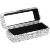 Luxury Rhinestone Decor Lipstick Box, Lipstick Protective Cover With Mirror, Single Carry 6