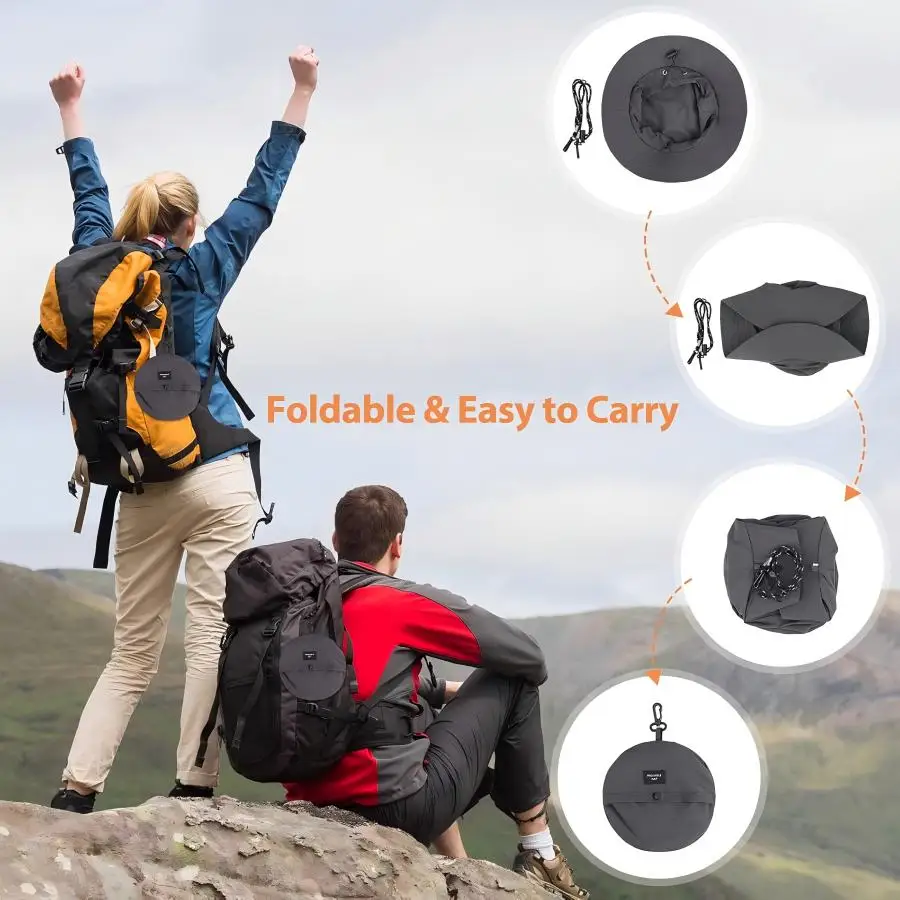 Summer Sun Protection Waterproof Fisherman hat Bucket Camping Hiking Mountaineering Cap With Storage Bag Anti-UV Sun