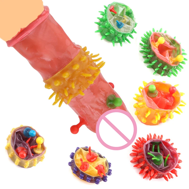 3PCS Men Condoms with Spikes Female G-spot Vaginal Stimulation Sensation Condoms Penis Sleeve Sex Toys For Men