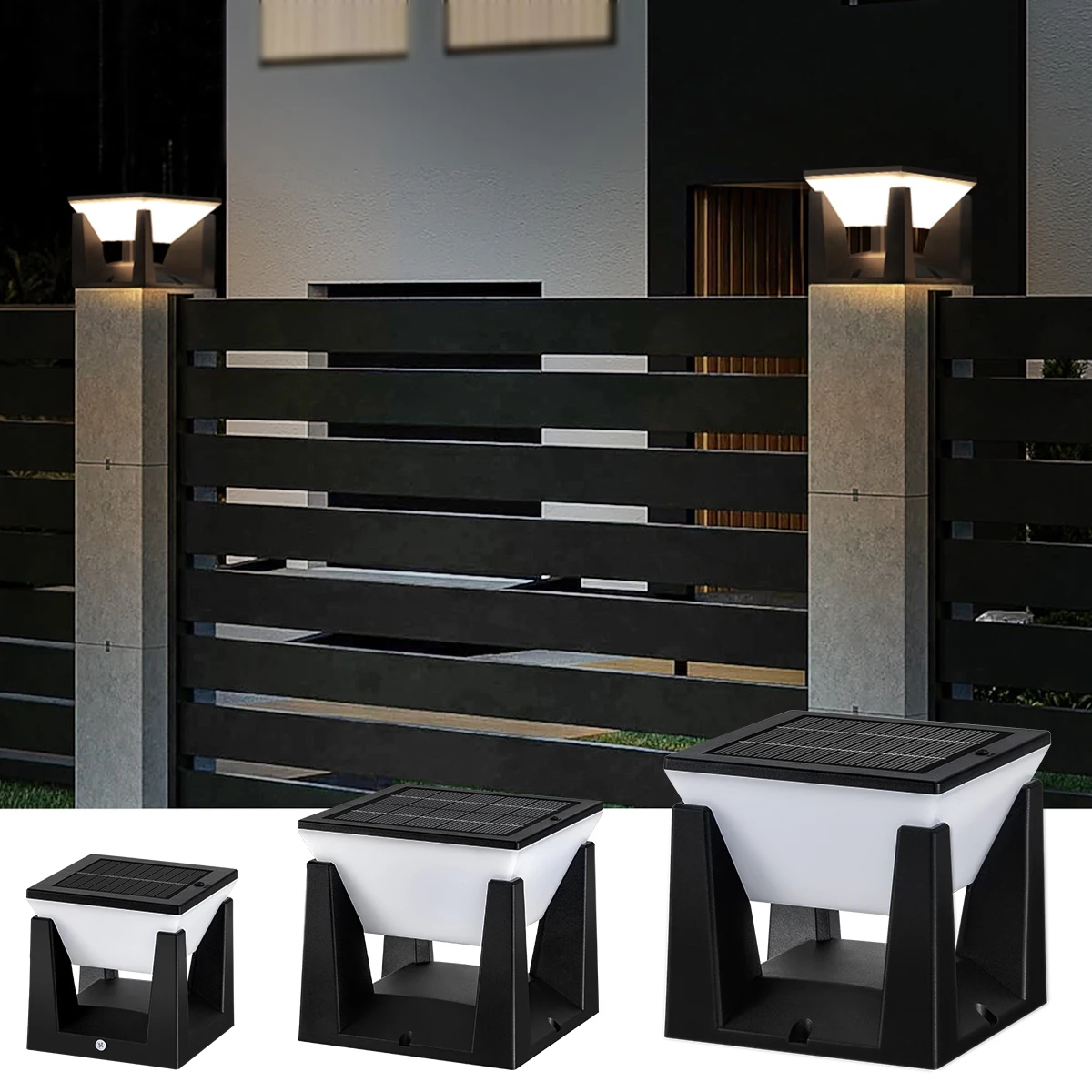 Outdoor Solar Post Light Solar Pillar Lights Modern LED Fence Deck Cap Lamp IP65 Waterproof Landscape Column Lighting for Flat Solar Light Led Solar Light Led Landscape Lights
