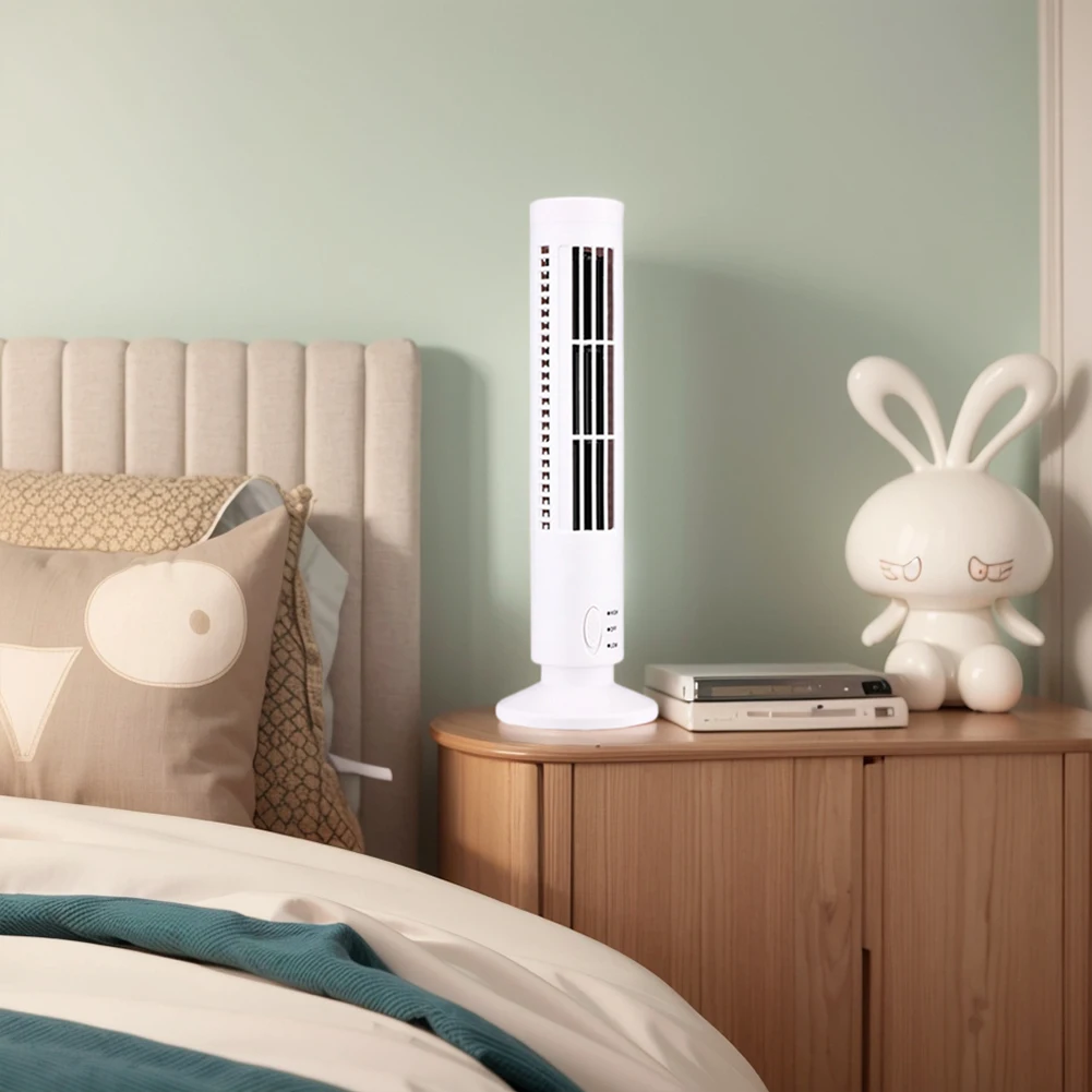 LED Tower Fan Bladeless Cooling Fan 2 Gear Speed Mini Vertical Conditioner No Leaf  for Living Room Bedroom