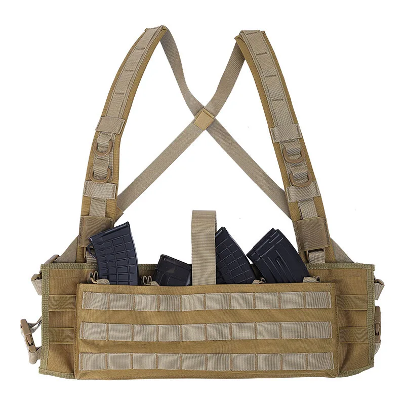 Outdoor Tactical Magazine Vest, Training Chest Rig, Treinamento Militar Caça Vest, Multi-Funcional, AK Belly Pocket