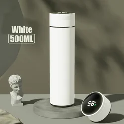 500ML Stainless Steel Temperature Display Insulated Thermos Cup - Ideal Outdoor Gift - 500ml (White)