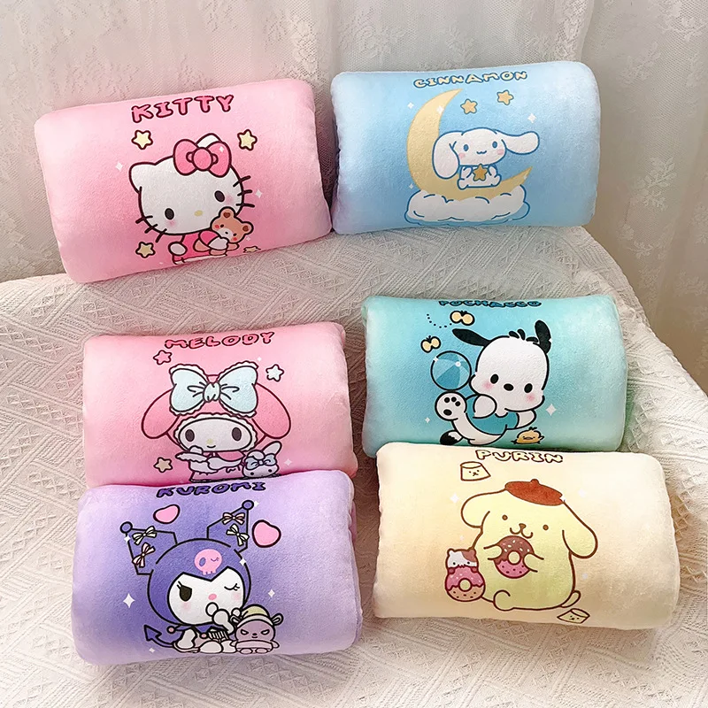 

Kawaii Hello Kitty Kuromi Cinnamoroll My Melody Sanrio Winter Warmer Hands Cover Pillow Pochacco Pom Pom Purin Office Nap Pillow