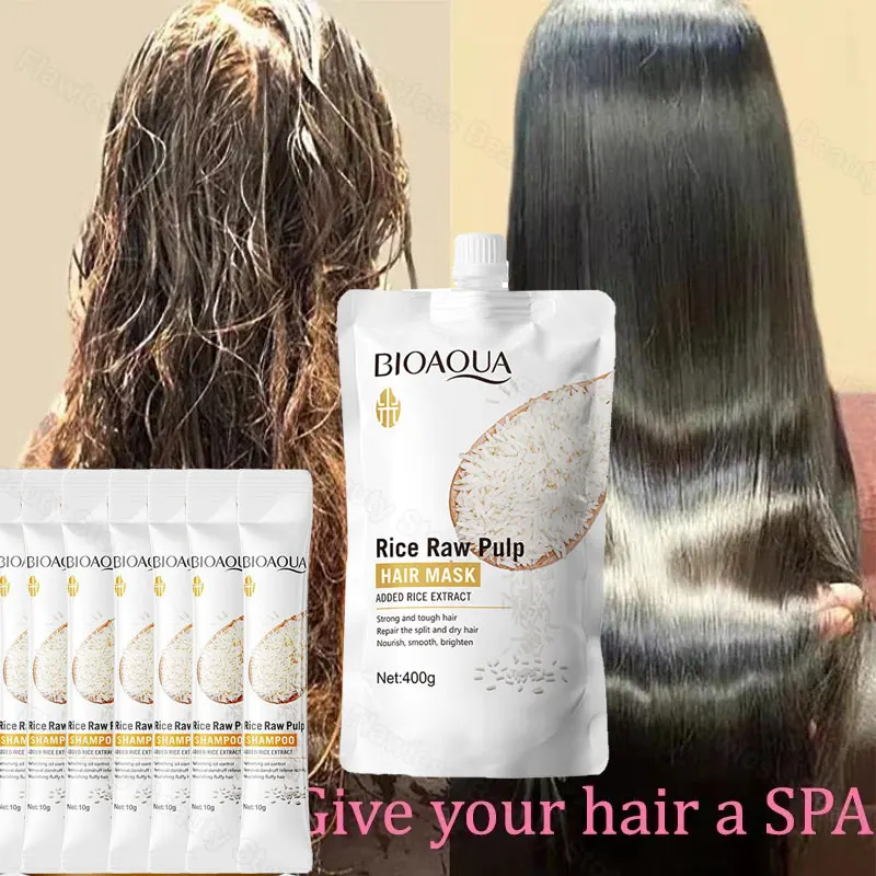 Rice Raw Pulp Hair Mask Keratin Smoothing 5 Seconds Repair Damaged Frizzy Hair Soft Smooth Shiny Moisturizing Nourish Hair Care 2
