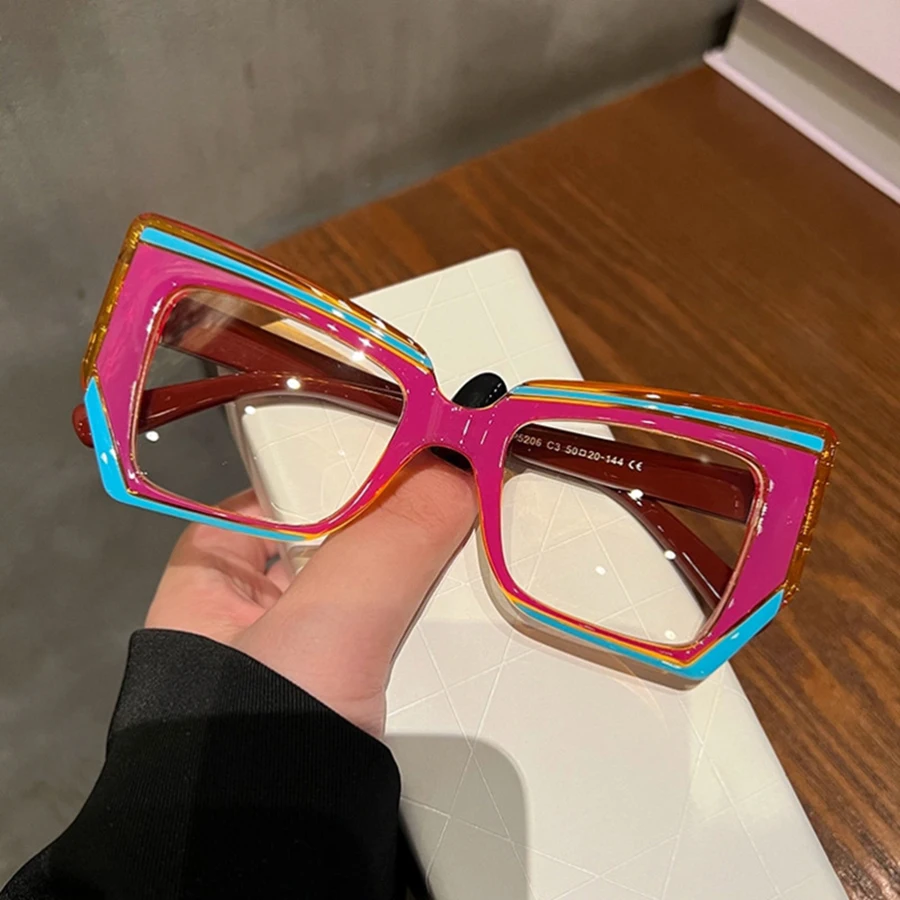 Cat Eye Anti Blue Light Glasses Women Trendy Polygonal Vintage Luxury Design Eyeglasses Ladies Fashion Irregular Square Eyewear anti blue light glasses