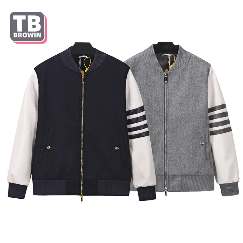 

Brand TB BROWIN Flagship store men's women's baseball uniforms stand-up collar striped thom long-sleeved raglan sleeves jacket