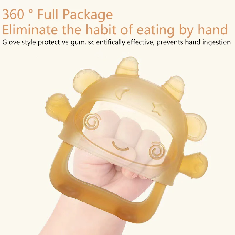 1 Piece Small Mushrooms Gloves Teether Silicone Anti-eating Hand Molar Stick Massage Gums Baby Anti-biting Teether