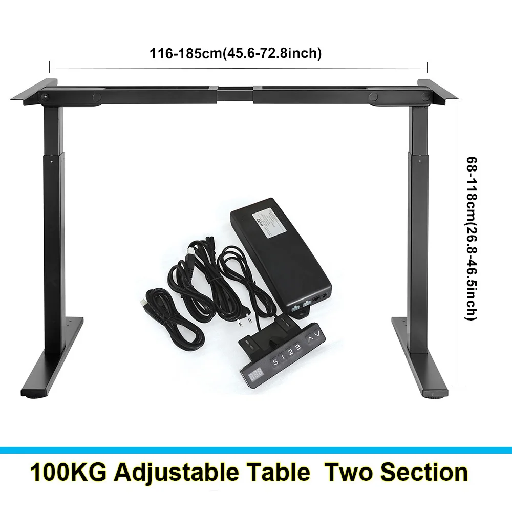 Two/Three Section Electric Lifting Desk Dual Motor Height Adjustable Sit Standing Desk Frame for Stand Up Office Gaming Table acgam et225e ergonomic electric height adjustable desk dual motor three stage legs standing desk frame workstation computer table gaming desk 3 memory presets auto lock function led display backlight white frame only