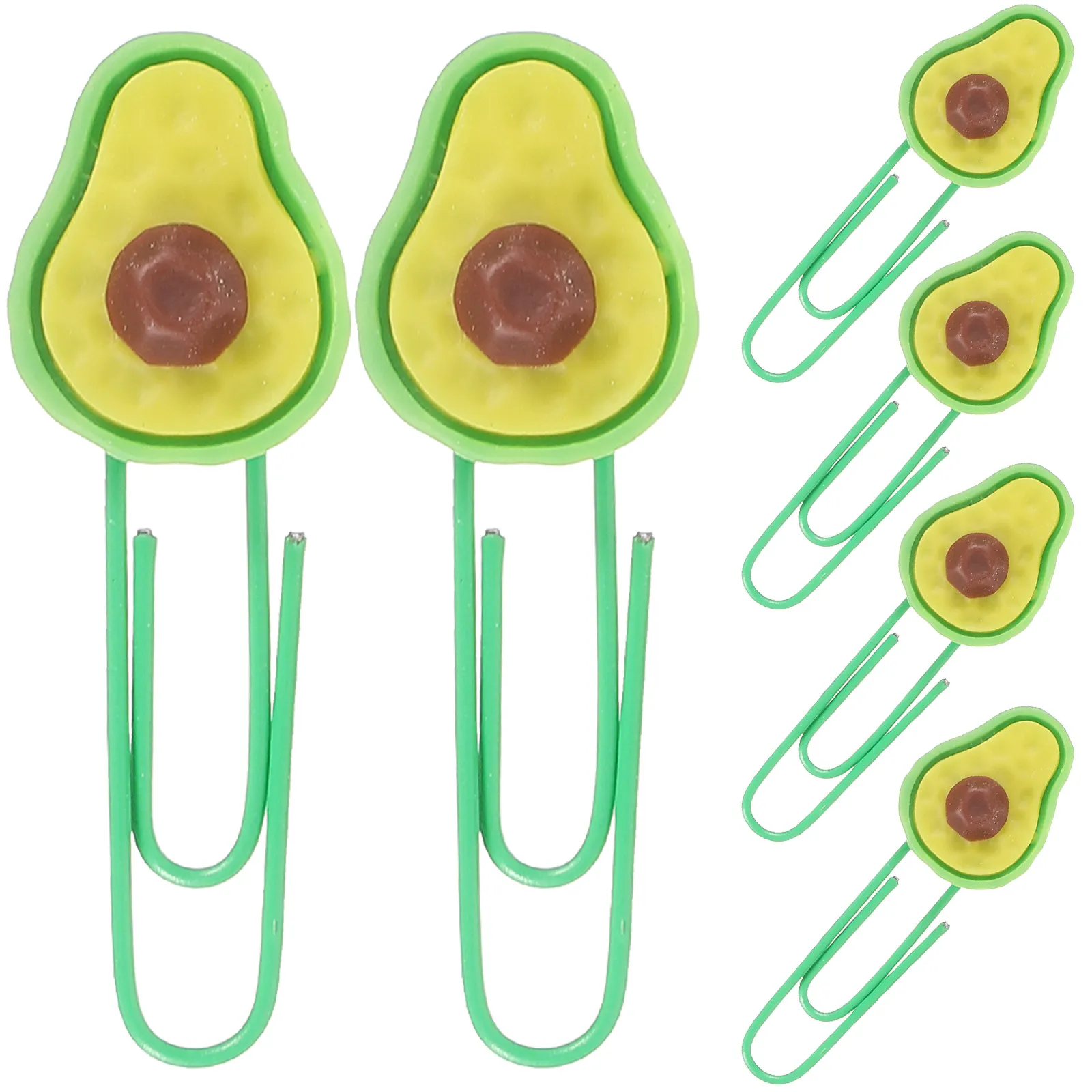 6Pcs 아보카도 모양의 종이 클립 사무실 학교를위한 과일 디자인 북마크 클램프 DIY 사진 앨범 카드 봉투 홀더 크리 에이 티브