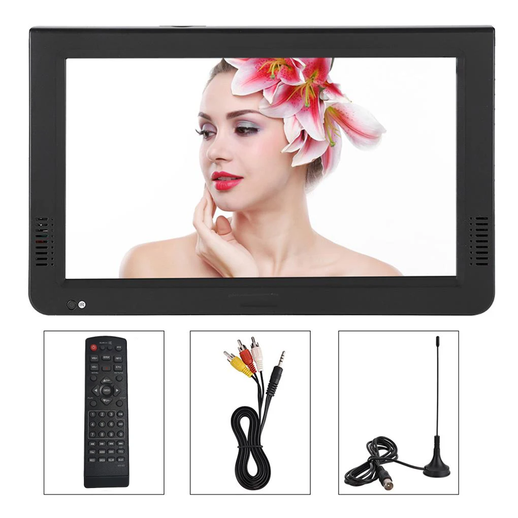 US Plug Portable Television 1080P Music Memory Card VGA AV Video Player Travel HD Rechargeable Screen TV 10 Inch