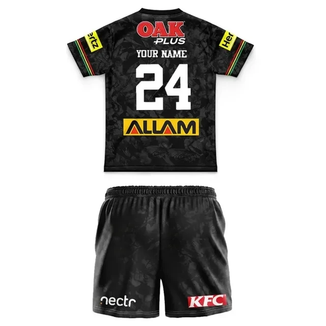 thumbnail image 1 of Camiseta de rugby de entrenamiento/local/visitante para niños Penrith Panthers 2024 (nombre y número personalizados), 1 of 5