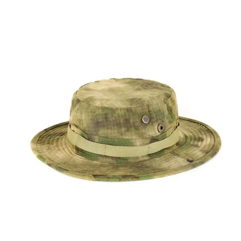 Outdoor Camouflage Jungle Hat round Edge Mountain Climbing Cap Unisex Fishing Village Hat Sunshade