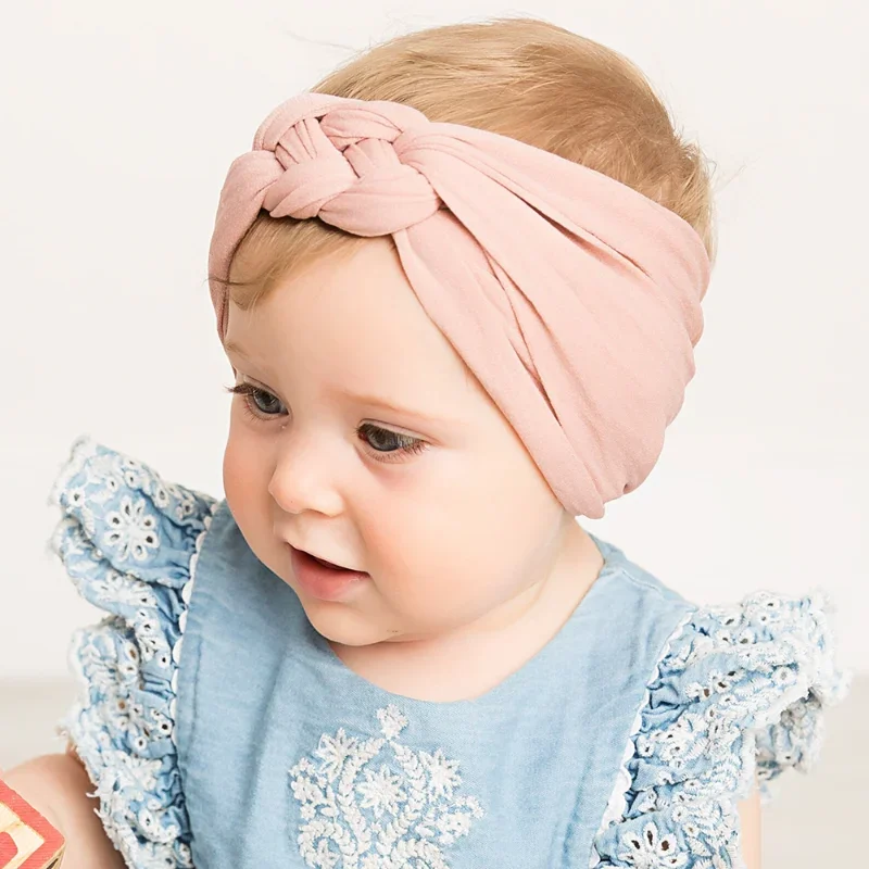 

Нейлоновая Детская повязка на голову с китайским узлом, ободок, Плетеный женский аксессуар для волос для новорожденных девочек, тюрбан