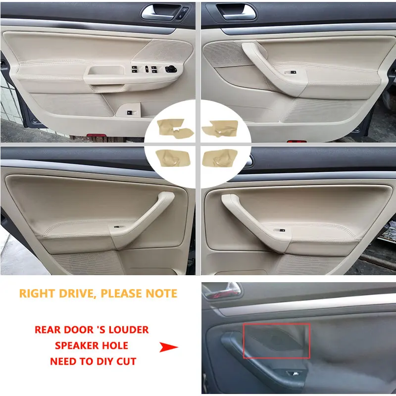 LHD For VW Golf 5 Jetta 2005 2006 2007 2008 2009 2010 Microfiber Leather Interior Car Door Panel Armrest Cover Sticker Trim