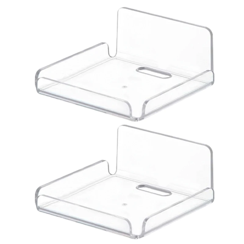 2pcs wall mounted acrylic storage rack clear shelf no punching floating