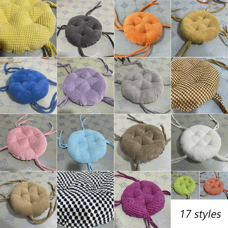 Thickened Round Stool Cushion Simple pure color Non-slip Cotton Chair Cushions Home Decor Rattan Chair Bar Stool Cushion 25/33cm 4