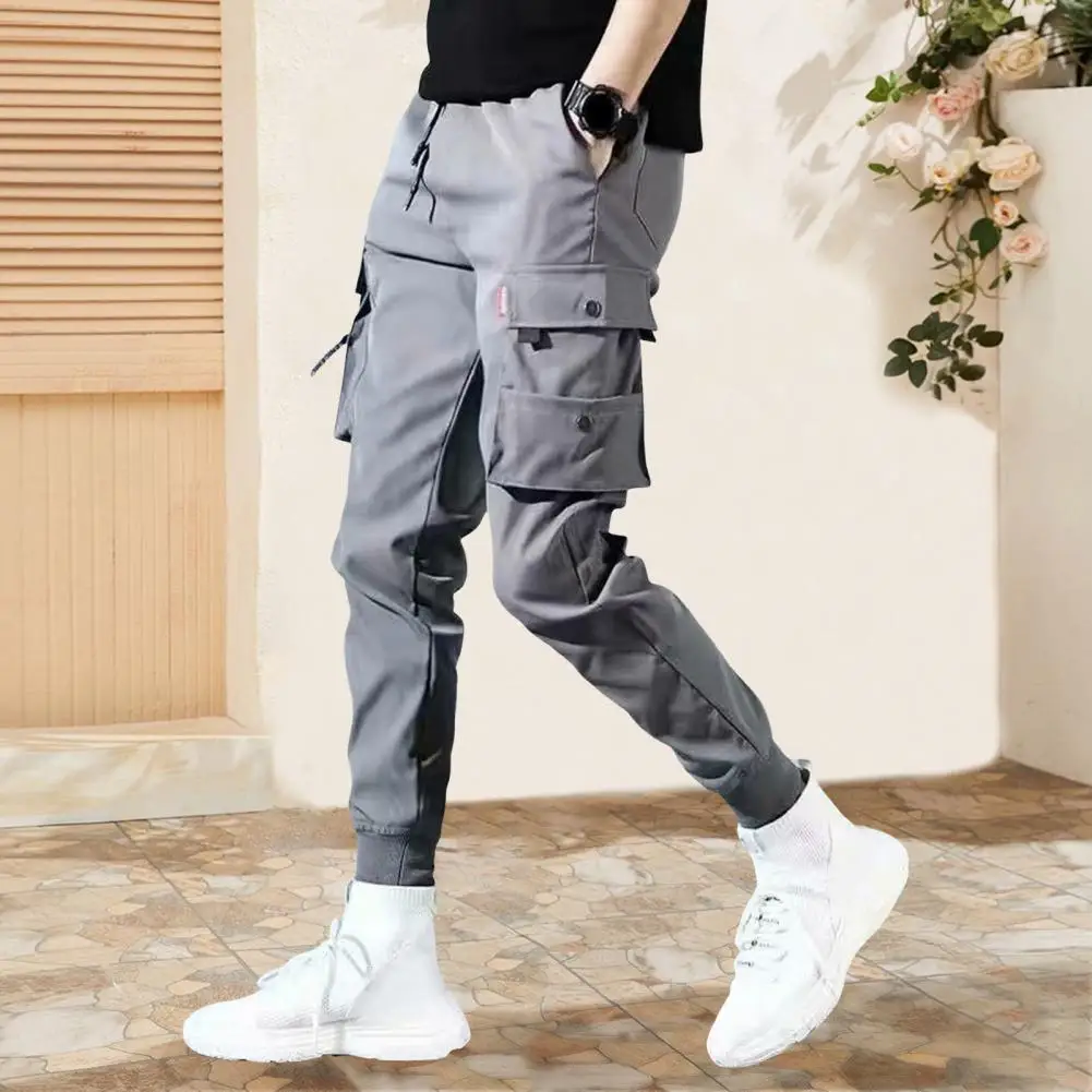 

Key Holder Men Joggers Men's Cargo Pants with Multiple Pockets Drawstring Waist Breathable Fabric for Gym Training Jogging