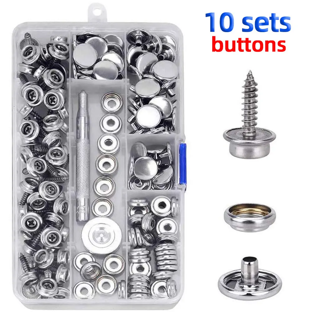 200 Pieces (50Sets) 5/8 inches (15mm) Leather Snap Fastener Kit Tool Snaps  for Leather Stainless Snap Buttons Fasteners Tool for Bag, Jeans, Clothes,  Fabric (Bronze) 