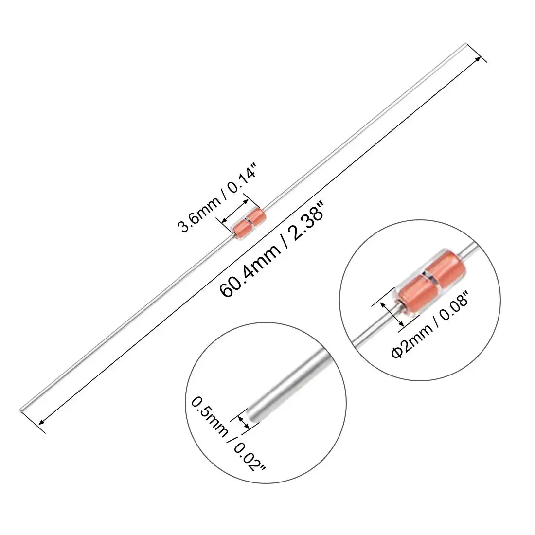 

50PCS Glass Sealed MF58 Thermistor NTC 1% B3950 5K 10K 20K 47K 50K 100K 500K Negative Temperature Type DO-35