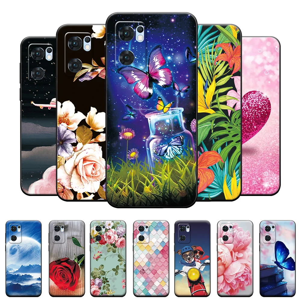 Per Oppo Find X5 Lite Case Custodie In Silicone Nero Per Trova X5 Lite Butterfly Chic Cover Per Oppo Find X5 Lite 5G Cute Shell