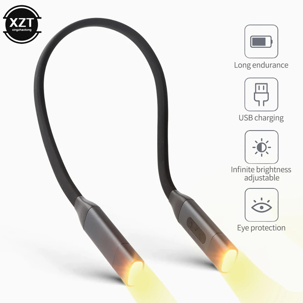 

Лампа для чтения на шею, гибкая светодиодная лампа для чтения книг, режима «свободные руки», ночной Светильник для кемпинга, светодиодный светсветильник льник для чтения на шею с зарядкой от USB