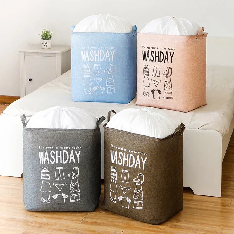 

Super Large Laundry Basket 75L Folding Storage Laundry Hamper With Drawstring Cover Water-Proof Linen Toy Clothes Storage Basket