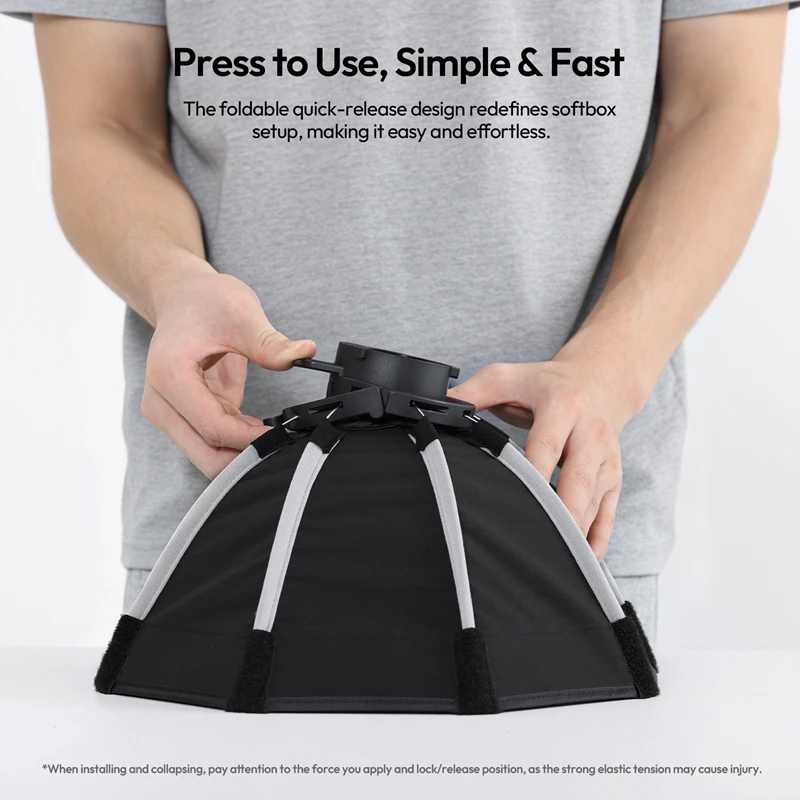 울란지 FOLD QS30 소프트박스 원스텝 설치 30cm 미니 보웬스 마운트 경량 접이식 디자인 캐치라이트, 림 라이팅, 브이로그 촬영용