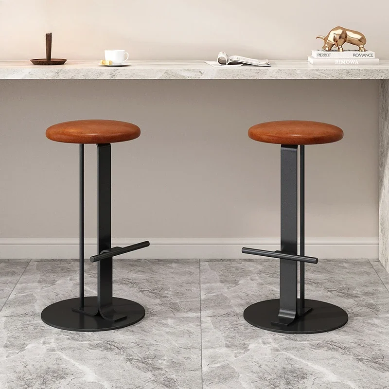 High-End Restaurant Chairs, Bar Stool, Leather Cushion, Counter Seat, Stable Base, Luxury, Designer, High-End, Home Furniture