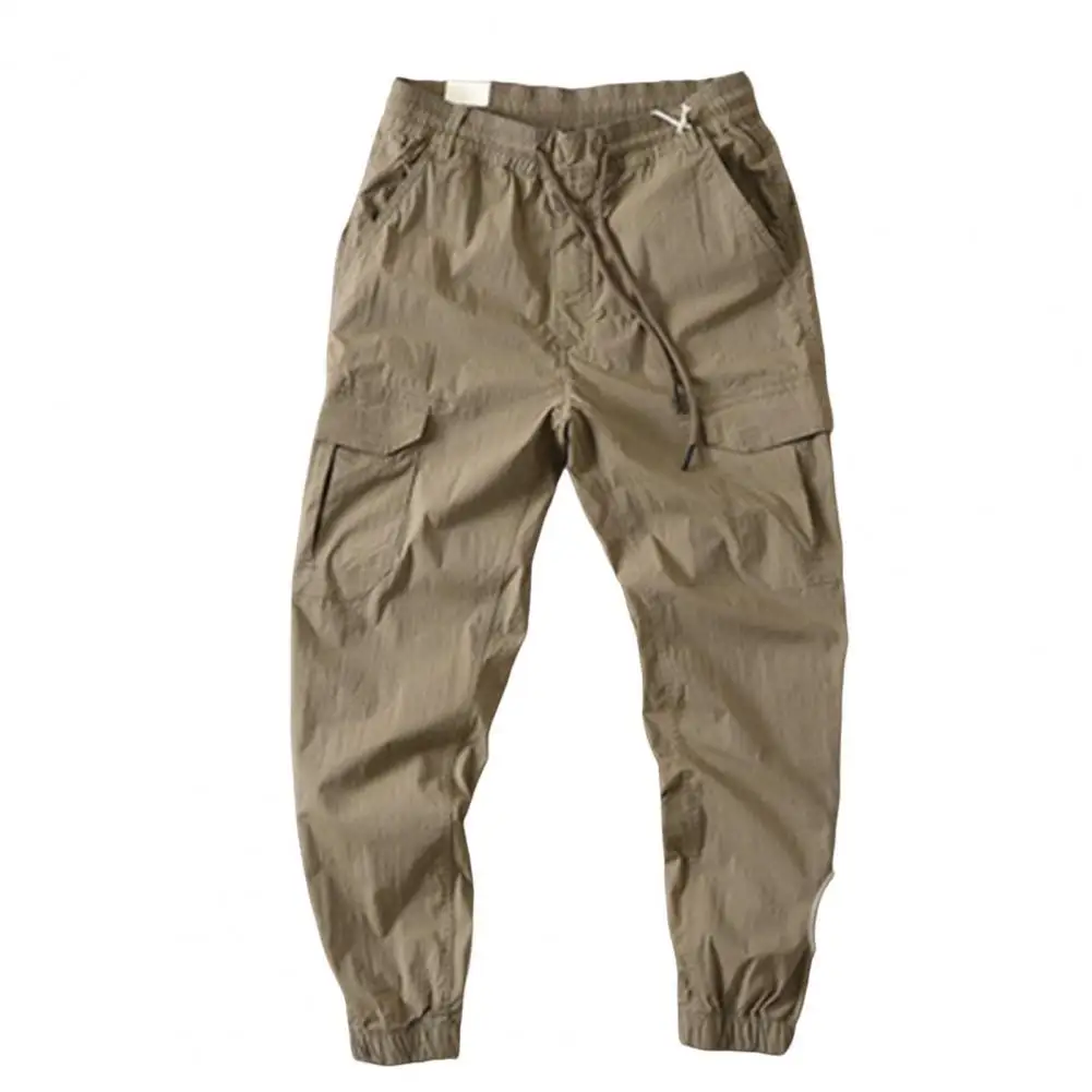 

Multi Pocket Cargo Pants Solid Color Drawstring Flap Pockets Elastic Waist Ankle-banded Jogger Trousers Outdoor Sportswear Pants