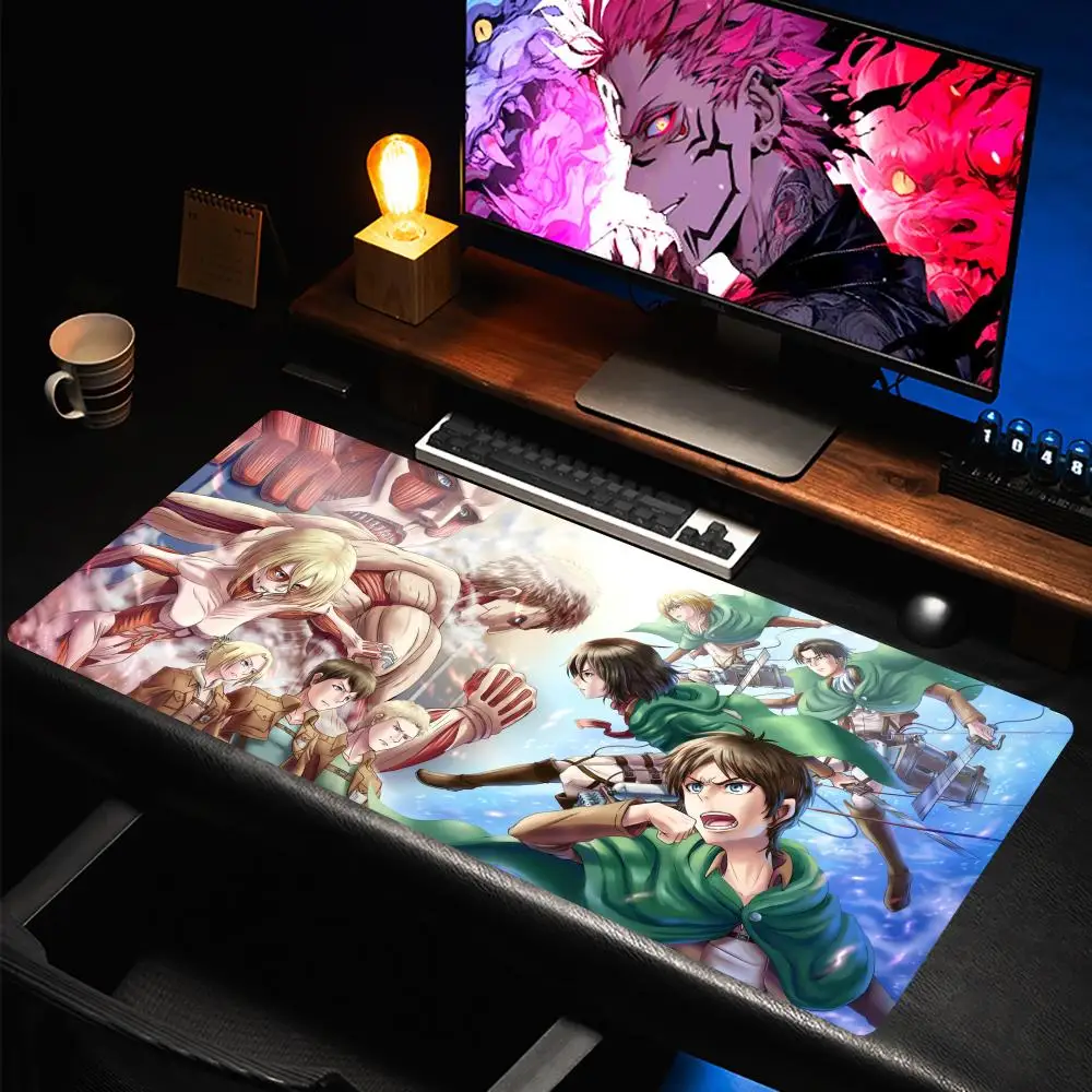 Hot-Blooded Anime Attacks On Titanes  Mouse Pad Rubber Gaming Mouse Pad New Style Edge-Locking Anti-Slip Large Computer Laptop Keyboard Desk Mat